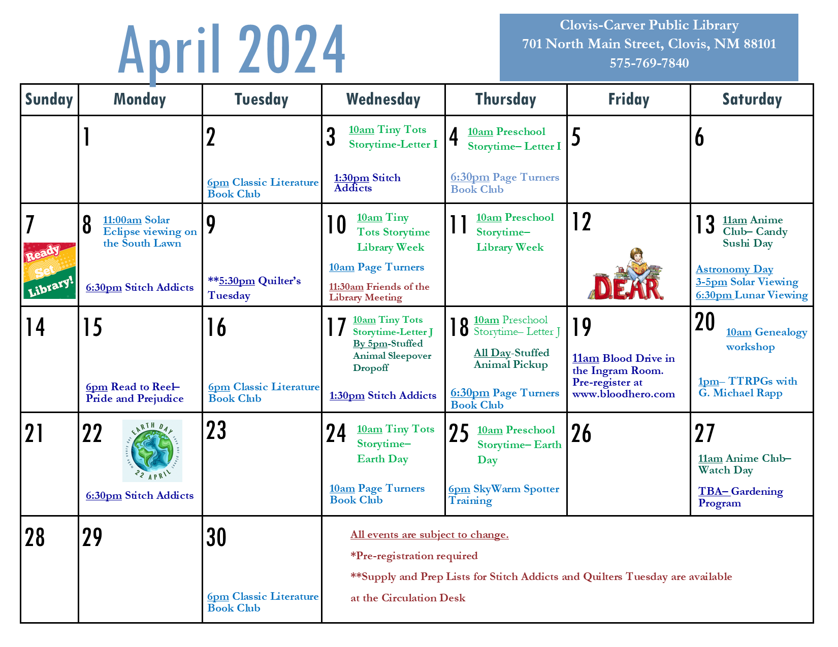 Calendar | April 2024