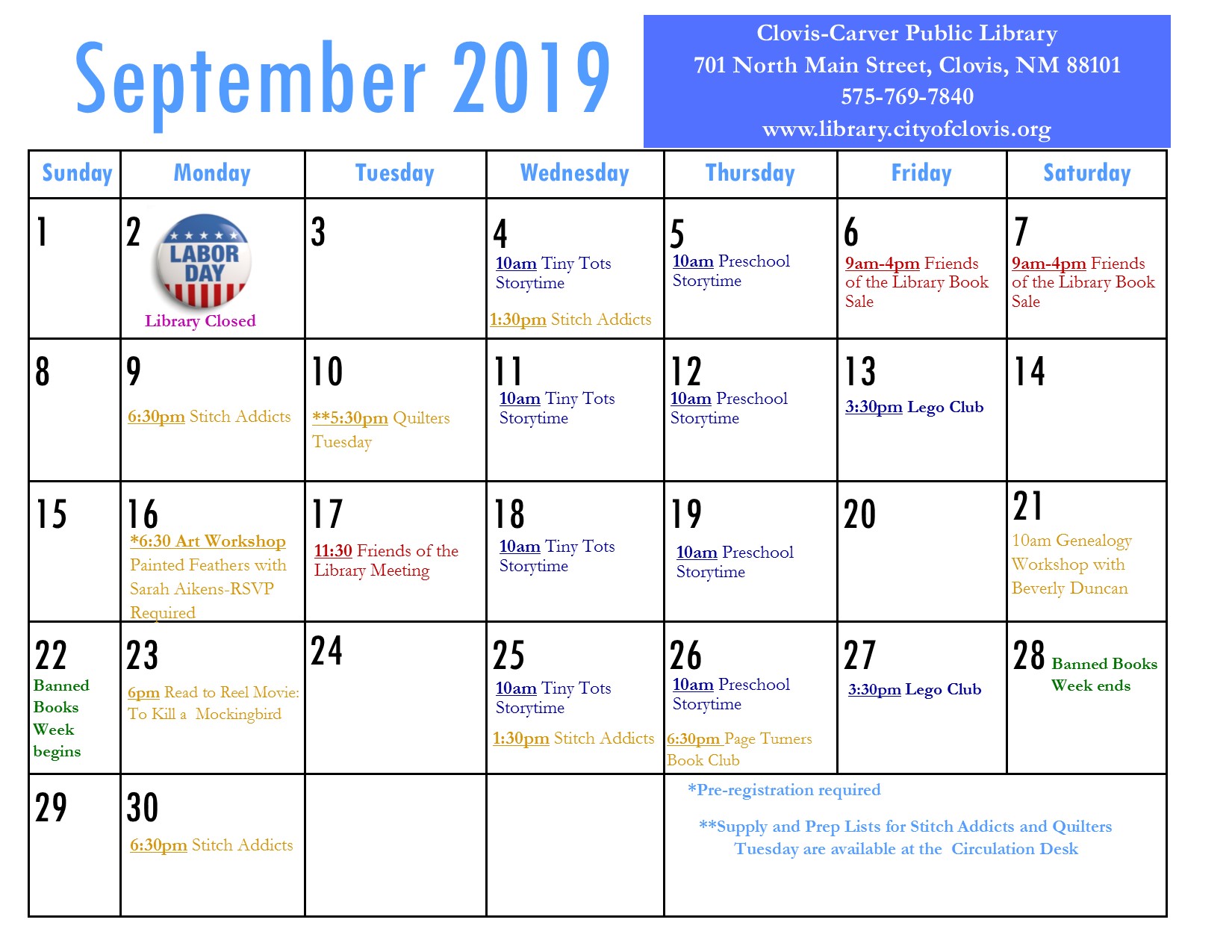 Calendar | September 2019